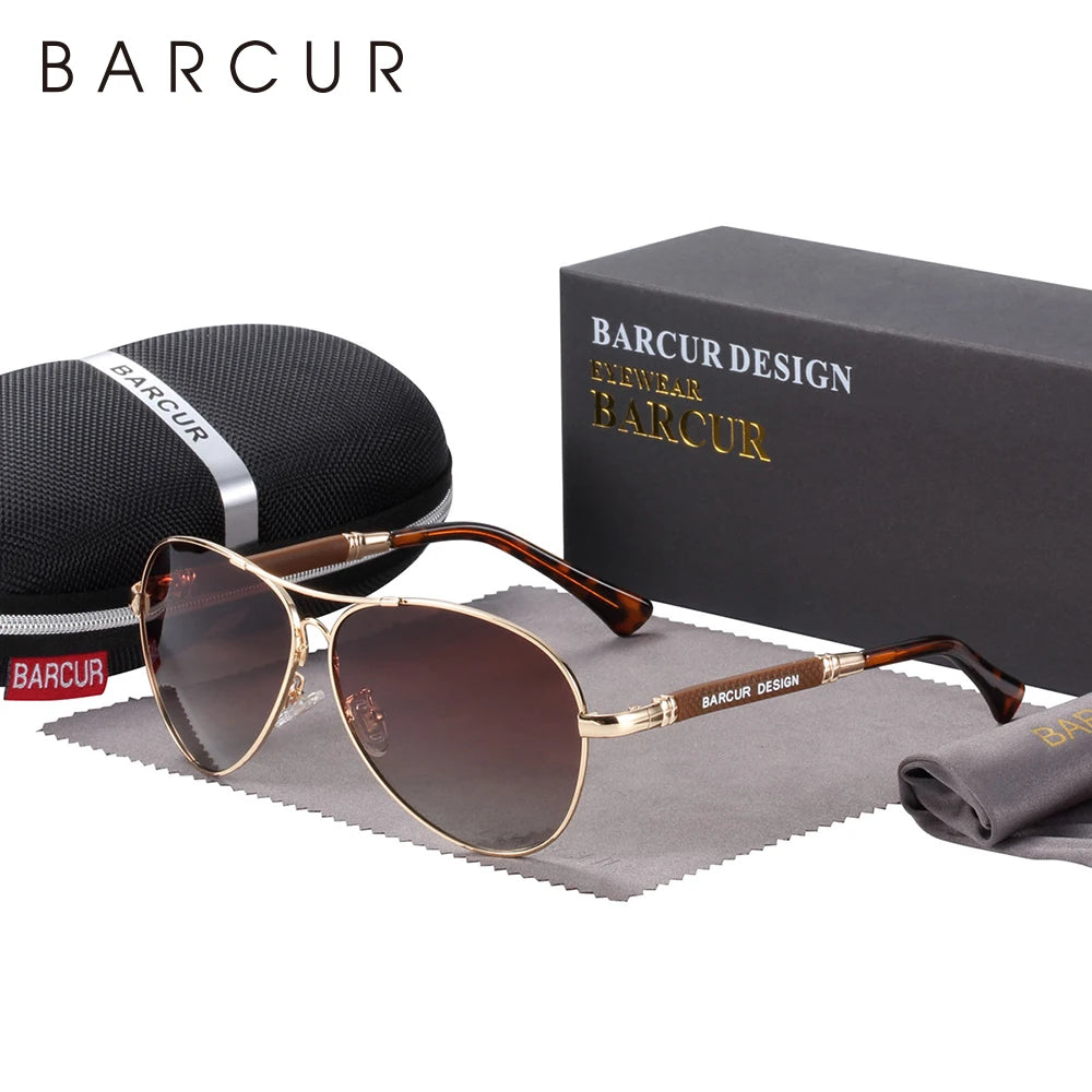 BARCUR Design titane alliage lunettes de soleil polarisées hommes lunettes de soleil femmes pilote dégradé lunettes miroir nuances