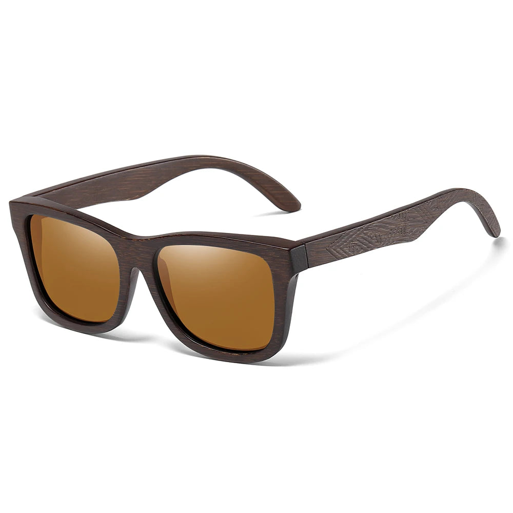 GM lunettes de soleil en bois de bambou naturel lunettes polarisées faites à la main lentilles de revêtement miroir lunettes avec boîte-cadeau