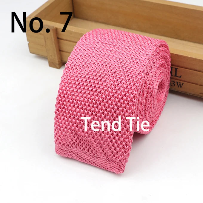 Mode hommes cravate colorée tricot cravates tricotées cravate couleur unie étroit mince maigre tissé plaine Cravate cravates étroites