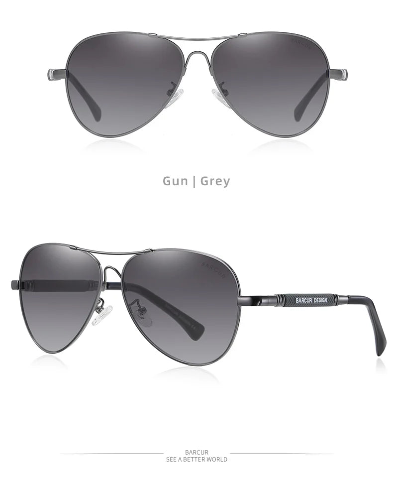 BARCUR Design titane alliage lunettes de soleil polarisées hommes lunettes de soleil femmes pilote dégradé lunettes miroir nuances