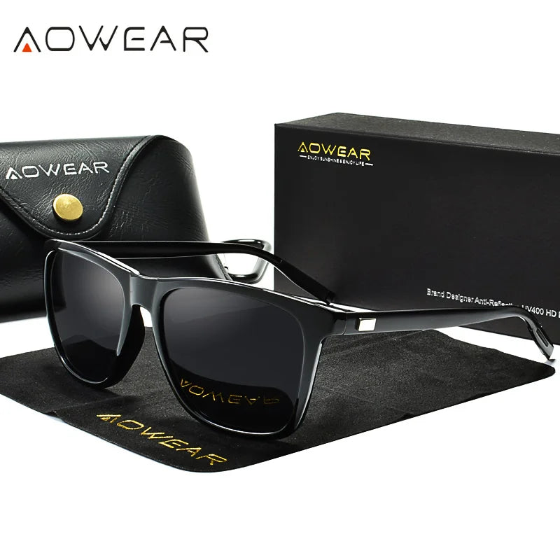 AOWEAR-Lunettes de vision nocturne HD pour hommes, lunettes de soleil à lentille jaune, lunettes polarisées pour la conduite nocturne en toute sécurité, Oculos Gafas De Sites