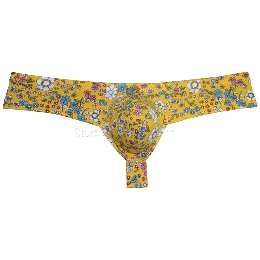 Mens Sexy Mini Thong Boxer Printed Underwear Cheeky Boxer Briefs 1/3 Coverage Brazilain Bikini