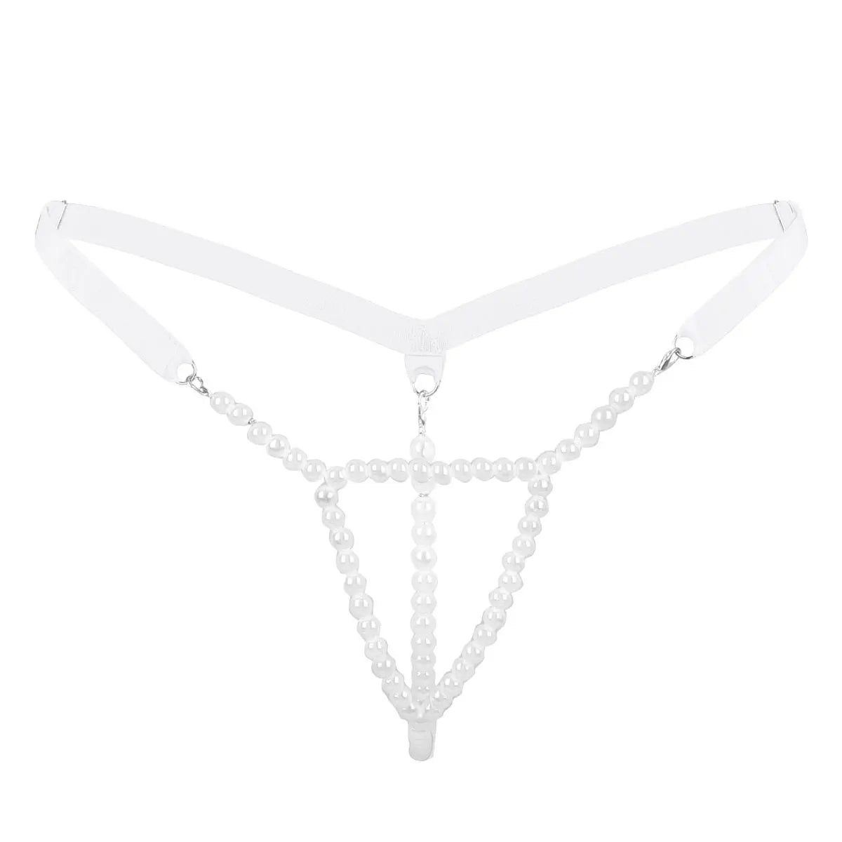 Women Erotic Mini Lingerie Low Rise T-Back Open Butt Stretchy Pearl G-String Thong Briefs Underwear