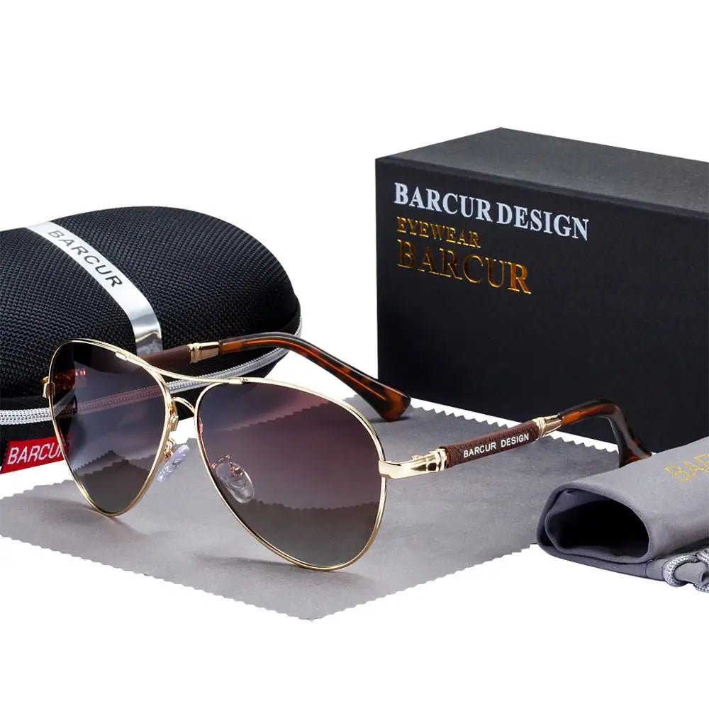 BARCUR Design titane alliage lunettes de soleil polarisées hommes lunettes de soleil femmes pilote dégradé lunettes miroir nuances
