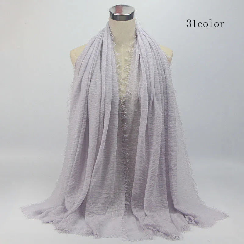 Wholesale Price 70*180cm Women Muslim Crinkle Hijab Scarf Femme Musulman Soft Cotton Headscarf Islamic Hijab Shawls And Wraps