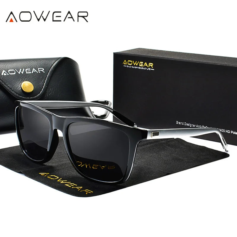 AOWEAR-Lunettes de vision nocturne HD pour hommes, lunettes de soleil à lentille jaune, lunettes polarisées pour la conduite nocturne en toute sécurité, Oculos Gafas De Sites