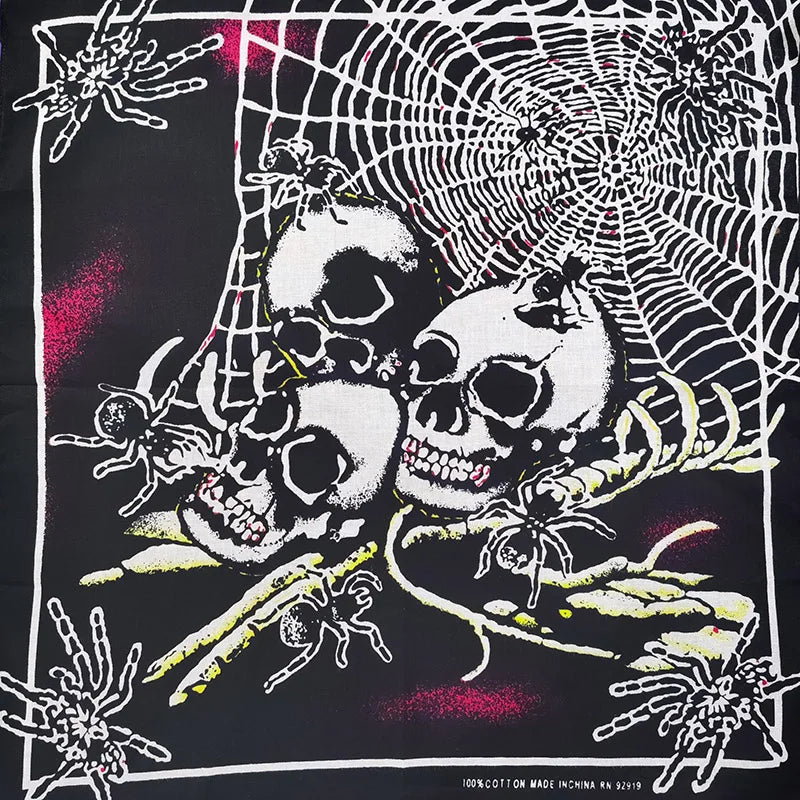 Nouveau Design de mode Hip Hop 100% coton crâne Bandana carré écharpe noir Paisley vélo bandeau pour femmes/hommes/garçons/filles