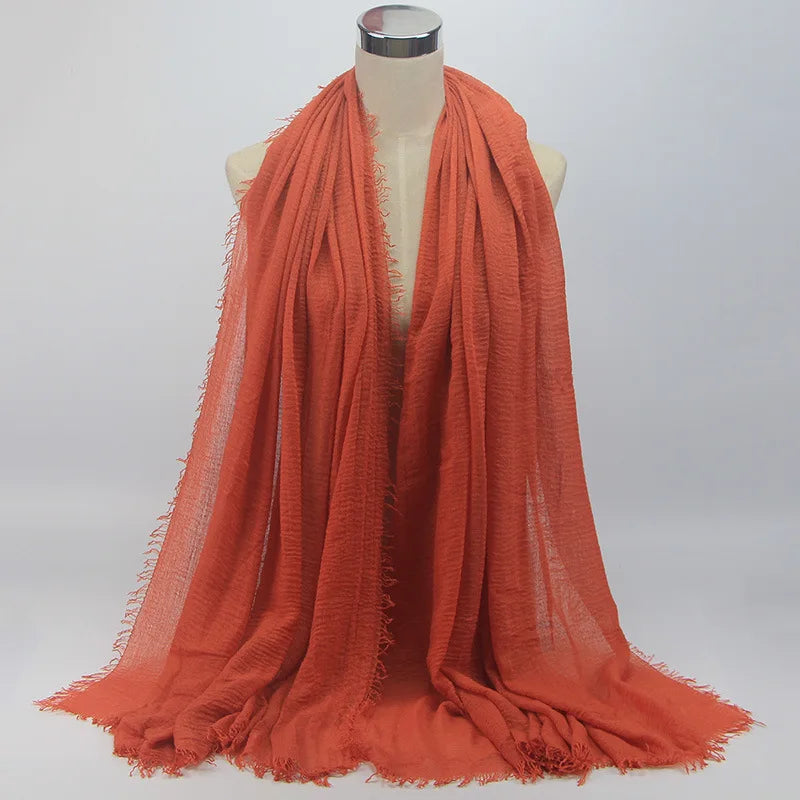 Wholesale Price 70*180cm Women Muslim Crinkle Hijab Scarf Femme Musulman Soft Cotton Headscarf Islamic Hijab Shawls And Wraps