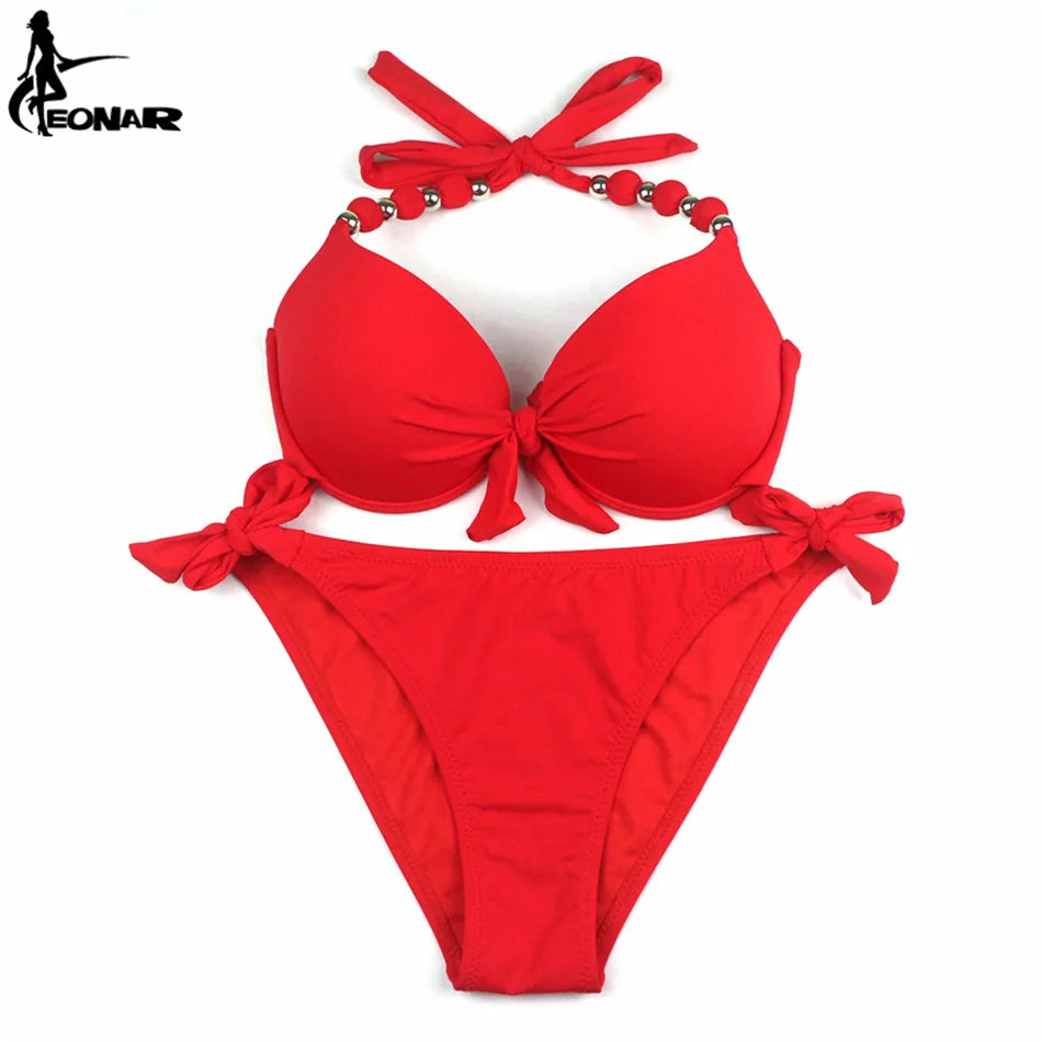 EONAR maillots de bain femmes solide brésilien Bikini ensemble Sexy Push Up maillot de bain maillot de bain femmes vêtements de plage grande taille maillots de bain XXL