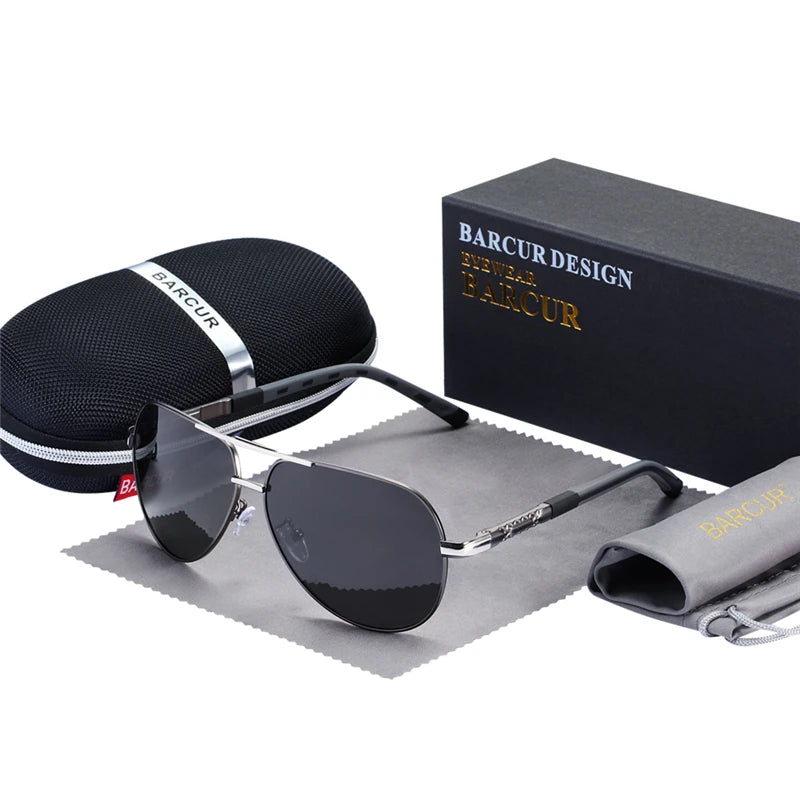 BARCUR Vintage lunettes de soleil en aluminium hommes revêtement polarisé lunettes de soleil classiques femmes ombre mâle accessoires de conduite