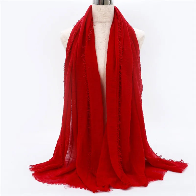 Wholesale Price 70*180cm Women Muslim Crinkle Hijab Scarf Femme Musulman Soft Cotton Headscarf Islamic Hijab Shawls And Wraps