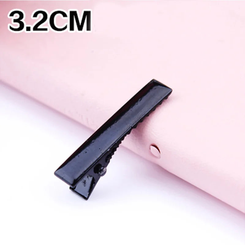 Pinces à cheveux noires couleur argent 3.2-5.5cm, 30 pièces/lot, Barrettes plates, épingles à cheveux en fer, accessoires pour cheveux DIY pour femmes et filles