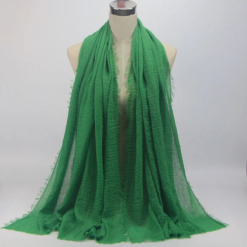 Wholesale Price 70*180cm Women Muslim Crinkle Hijab Scarf Femme Musulman Soft Cotton Headscarf Islamic Hijab Shawls And Wraps