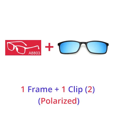 Ralferty – lunettes de soleil polarisées pour hommes et femmes, 5 en 1, Clip magnétique, lunettes de vue TR90, Prescription optique, montures, Clips magnétiques