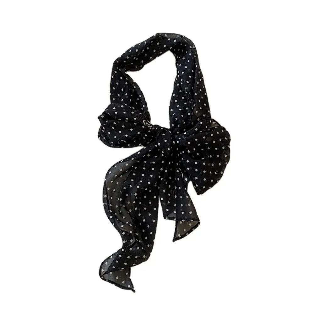 Elegant Ribbon Polka Dot Scarf Printed Multifunction Scarf Headband Thin Head Scarf Long Scarves Party