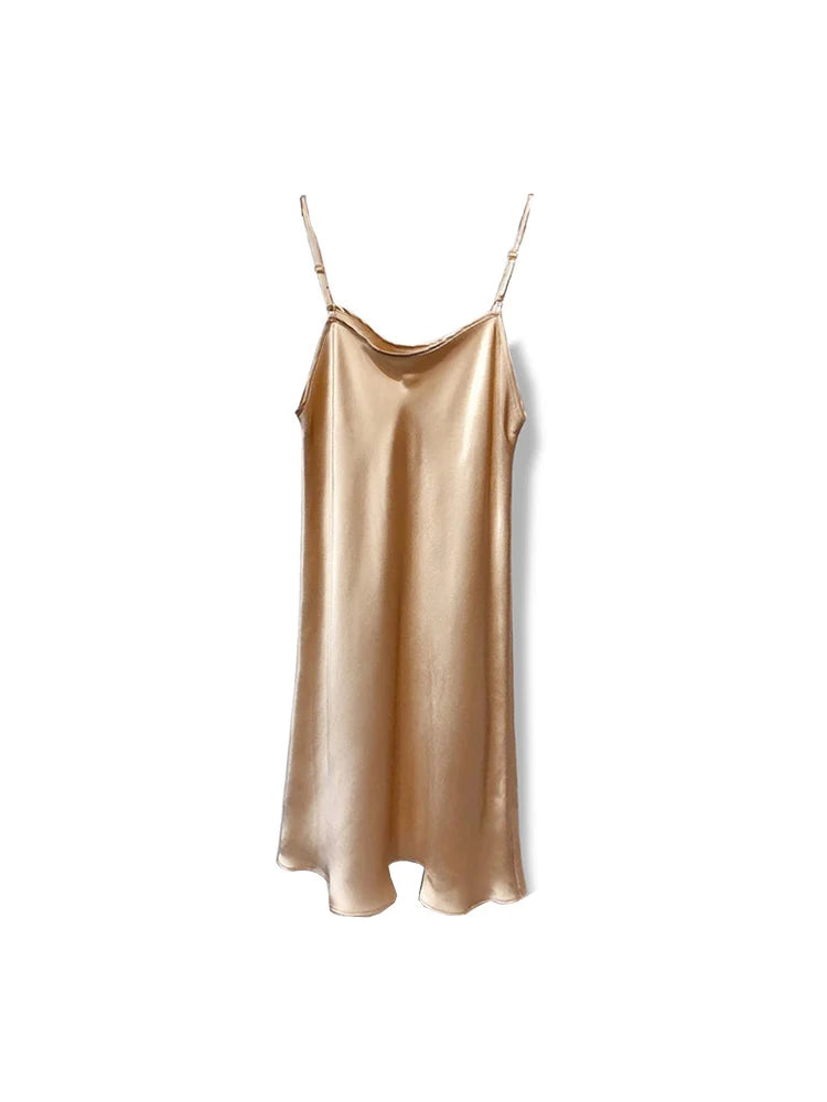 SuyaDream femme Mini robe 19mm 100% vraie soie sans manches solide Spaghetti sangle robes de nuit 2025 élégant Chic vêtements