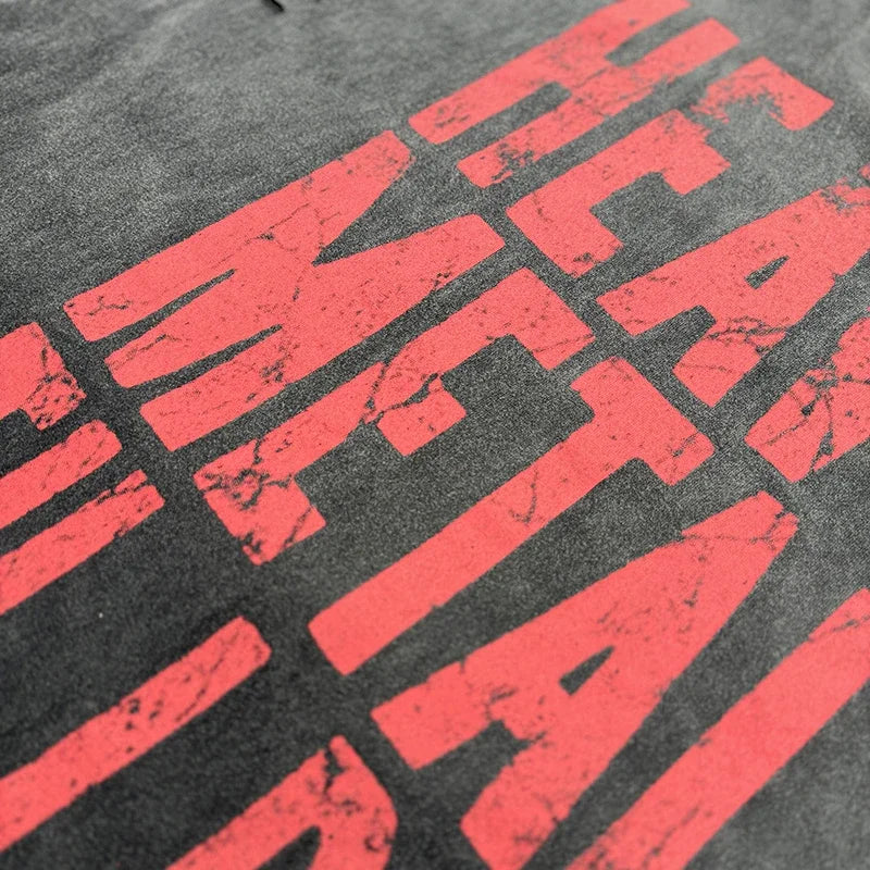 Graphics Print Vintage Washed Black Dirty Sleeveless T-Shirt Men Women Hip Hop Oversized Box Tee Best Quality Cotton T Shirt