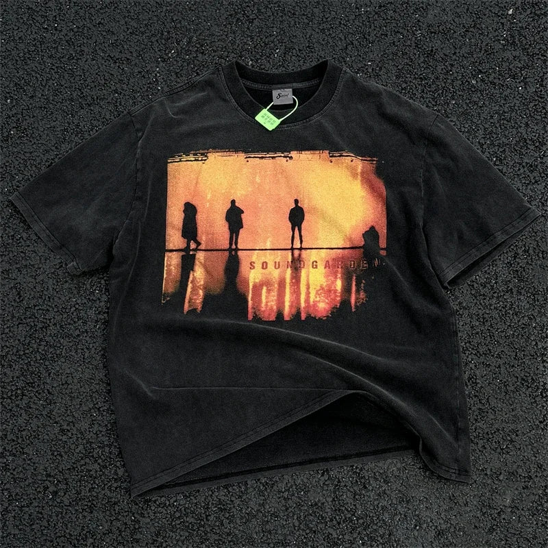 SAINT The Sand Of Time T-Shirts 2025ss Dirty Soil Spray Hand Worn Tank Top T Shirt Tee