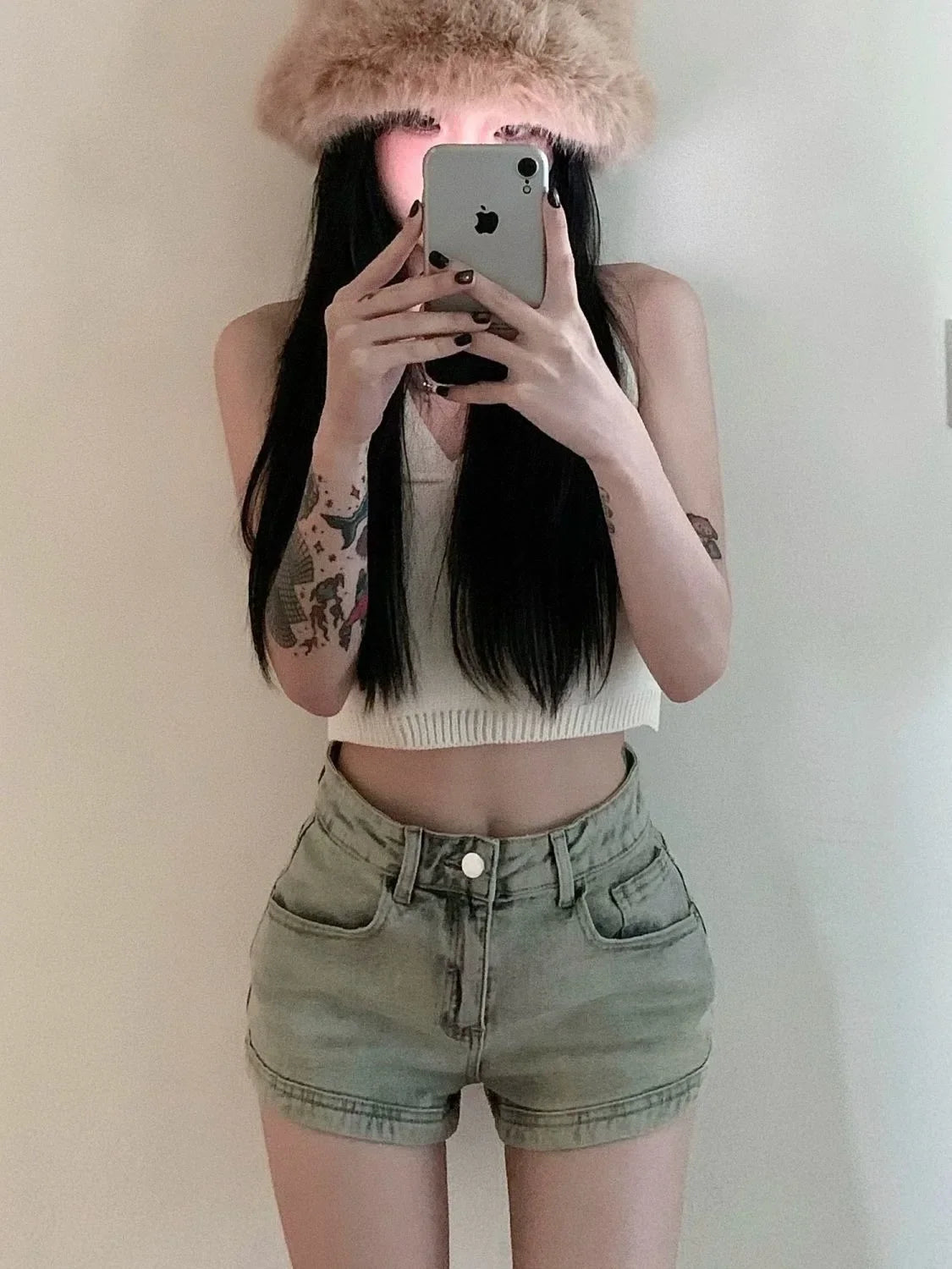 Women's Stretchy Jeans Summer 2025 - High-Waisted American Spicy Shorts with Slimming Straight Leg and A-Line Cut Shorts