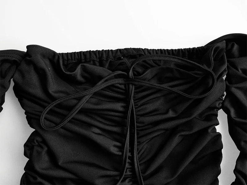 Articat – robe à bandes pour femmes, Sexy, épaules dénudées, manches longues, Slim, élastique, moulante, robes de soirée, automne hiver, 2022