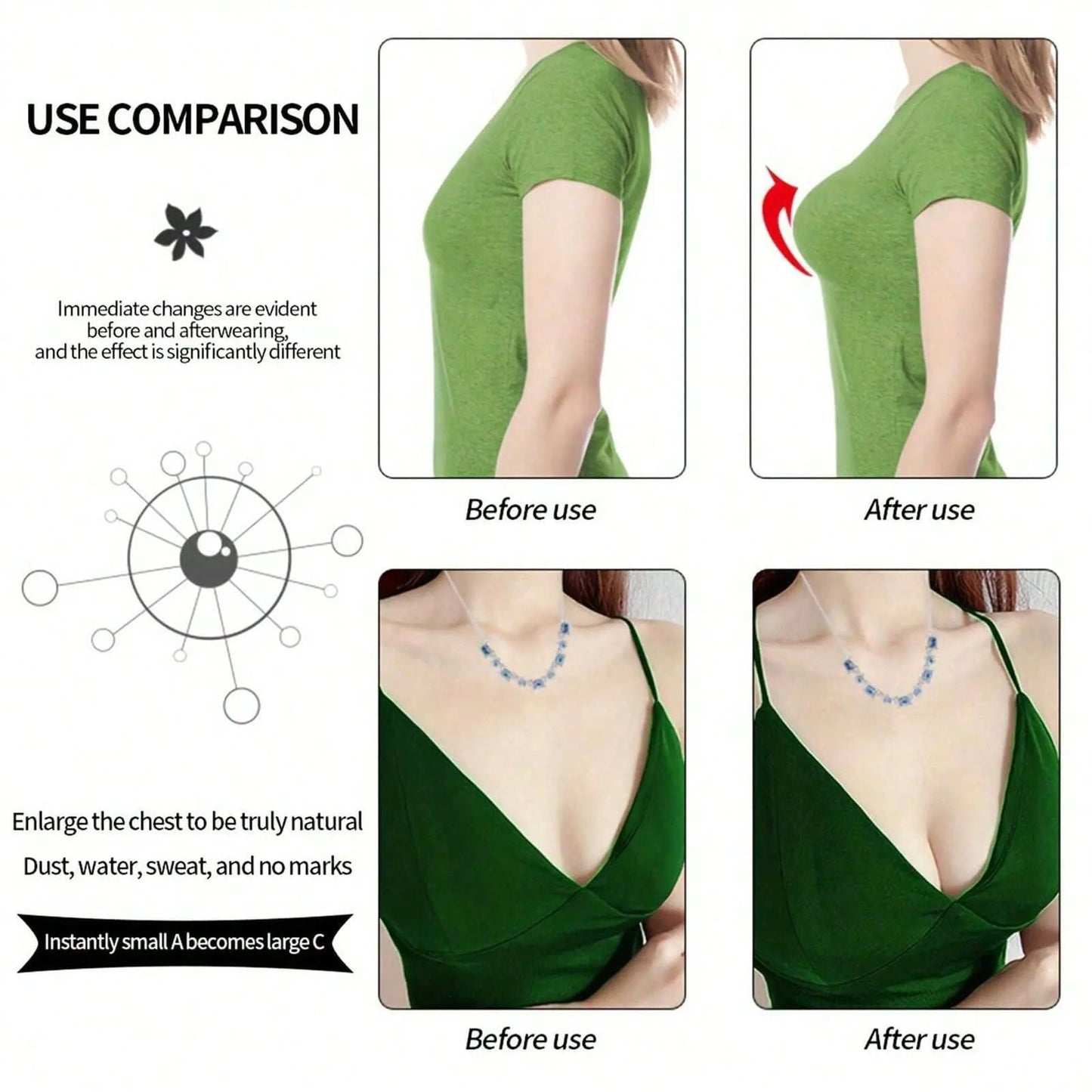 1 Pair of Invisible Bikini Self-Adhesive Thickeneded Inserts Waterproof Bra Cute Strapless Triangle Silicone Breast Pads Breast Lift Push-Up Silicone Bra Inserts