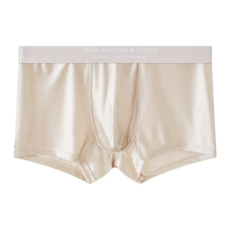 3Pcs Men's Underpants Ice Silk Satin-like Man Underwear Smooth Breathable Boxer Shorts Underwear For Men