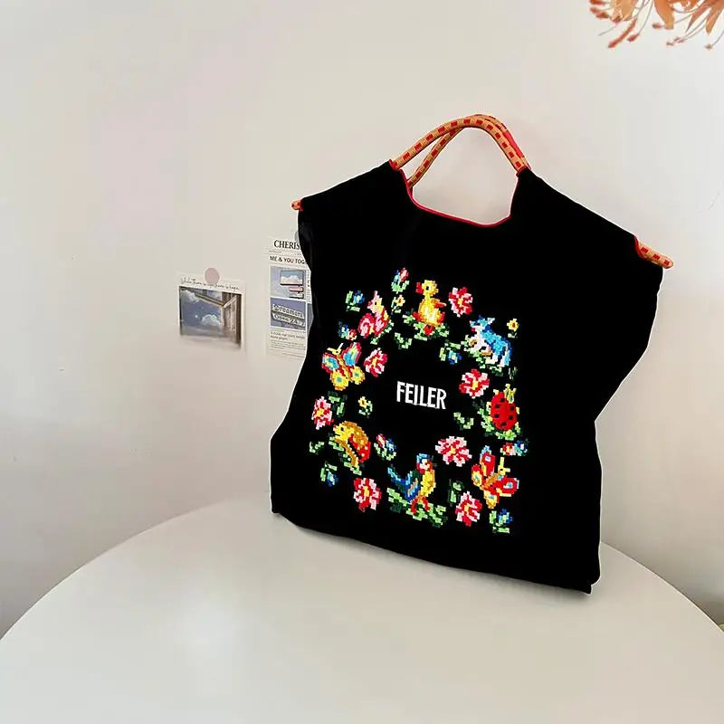 FEILER Oxford Cloth Large Draw String Hand Bag Capacity Portable Shoulder Bags Foldable Bag Embroidery Luxury Designer Bags