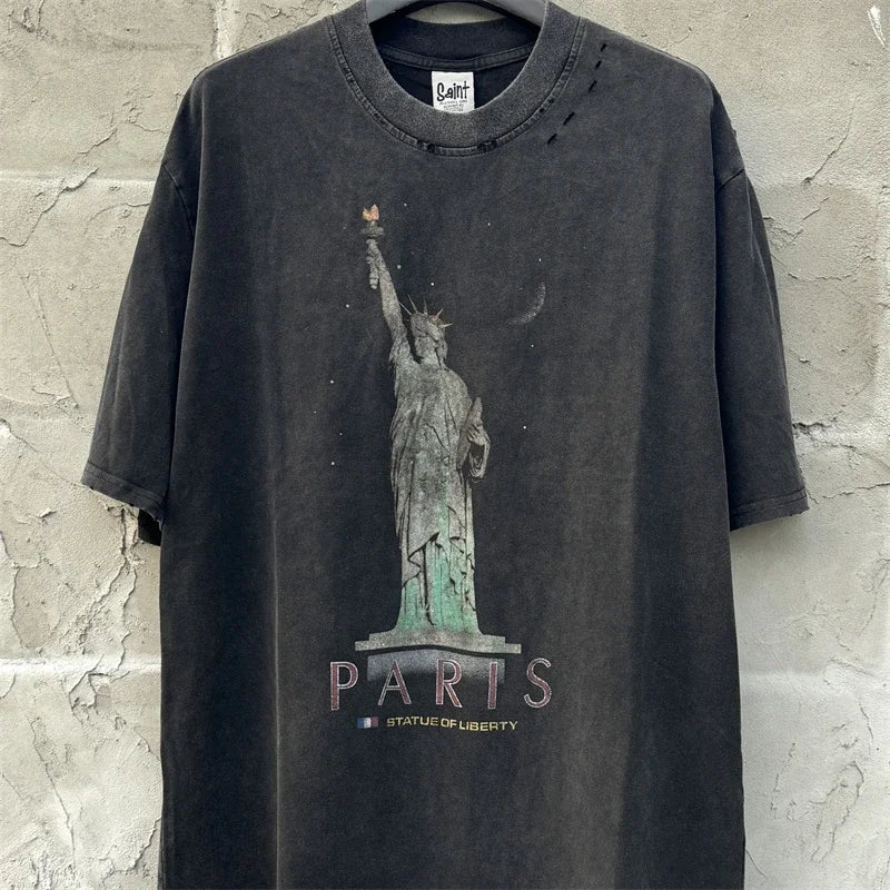 SAINT The Sand Of Time T-Shirts 2025ss Dirty Soil Spray Hand Worn Tank Top T Shirt Tee