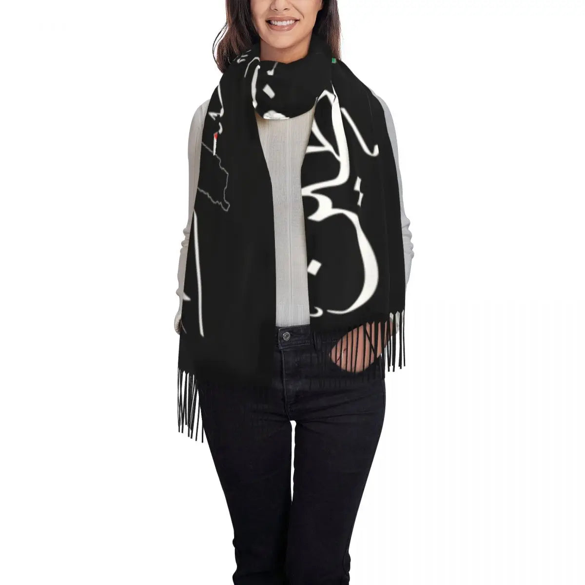 Palestines Flag Tassel Scarf Women Soft Palestinians Patriotic Shawl Wrap Ladies Winter Fall Scarves