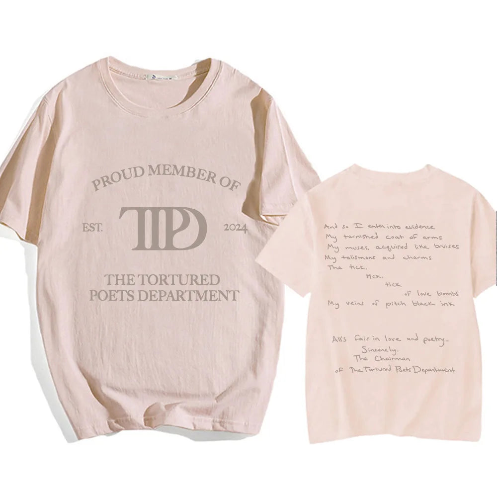Album The Tortured Poets Department TTPD T-shirts Short Sleeve Cotton Comfortable Tee-shirt Casual Summer Men Women Tshirts Tees