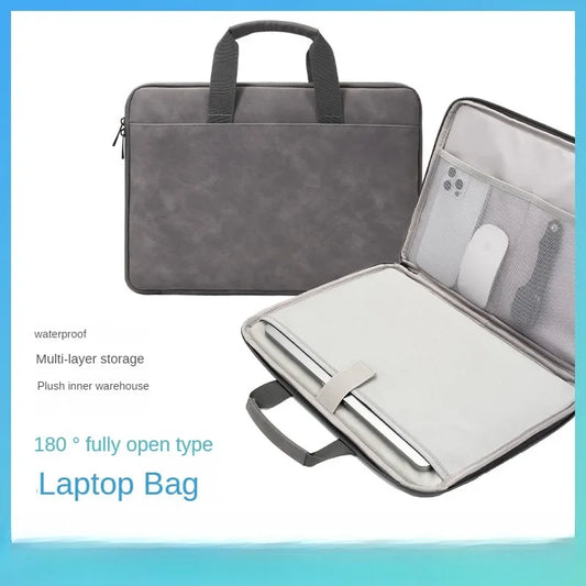 Fully Opening and Closing PU Sheepskin Leather Laptop Bag Suitable for 13-16 Inches Feel Splashproof and Shockresistant