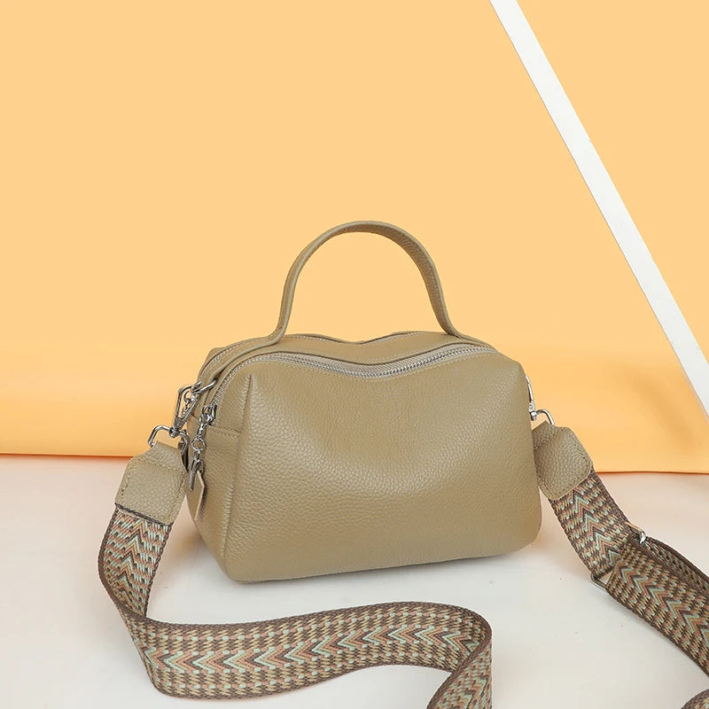 Luxury Soft Genuine Leather Handbag Fashion Women Shoulder Messenger Bag Solid Color Cowhide Tote Fashion Female Crossbody Sac
