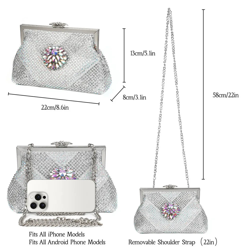 Newest Arrivals Special Design Silver Color African Women Shoes and Bag Set Pointed Toe Pumps for Wedding Party