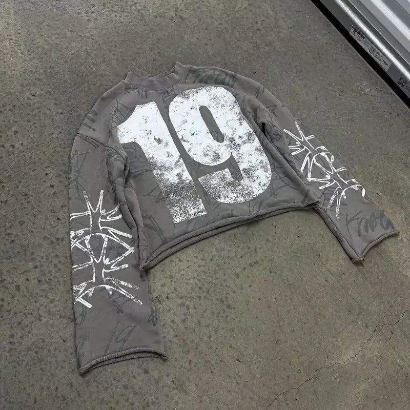 Y2K Men T Shirt vintage Print Graphic Gothic Long Sleeves Harajuku Oversized T Shirt Fashion Hip Hop Punk Casual Streetwear Tops