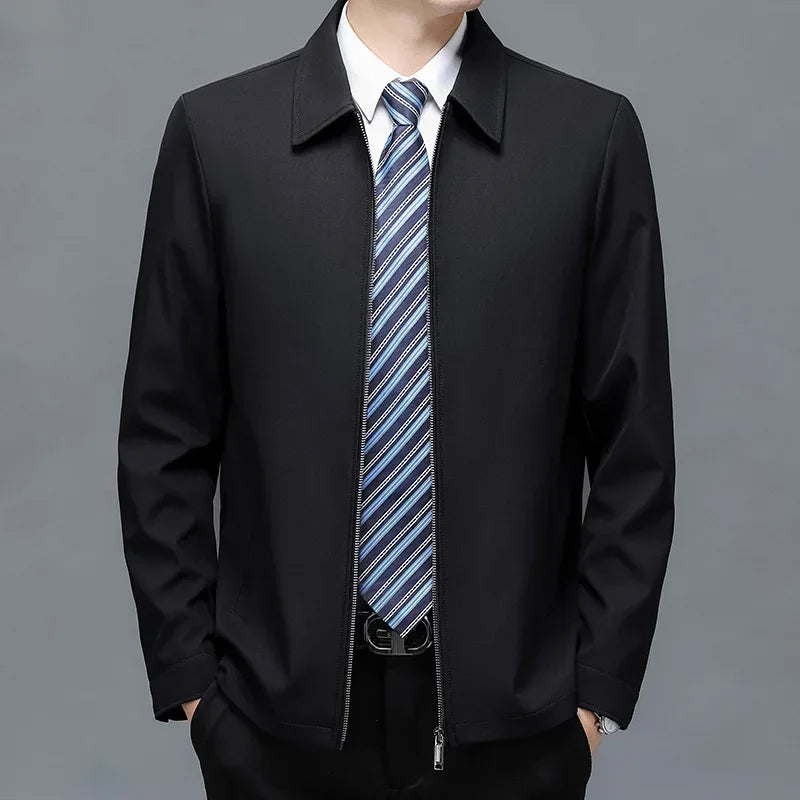 BROWON Brand Coat Men Jacket 2025 Autumn New Fashion Turn-Down Collar Jacket Men Casual Business Solid Color Outwear Mens Jacket