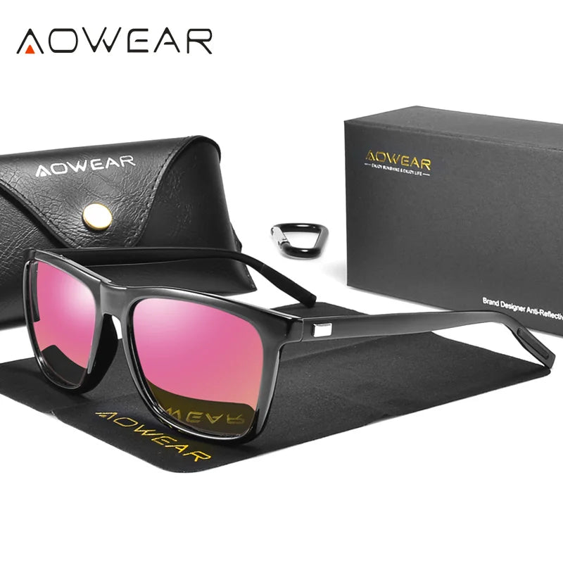 AOWEAR-Lunettes de vision nocturne HD pour hommes, lunettes de soleil à lentille jaune, lunettes polarisées pour la conduite nocturne en toute sécurité, Oculos Gafas De Sites