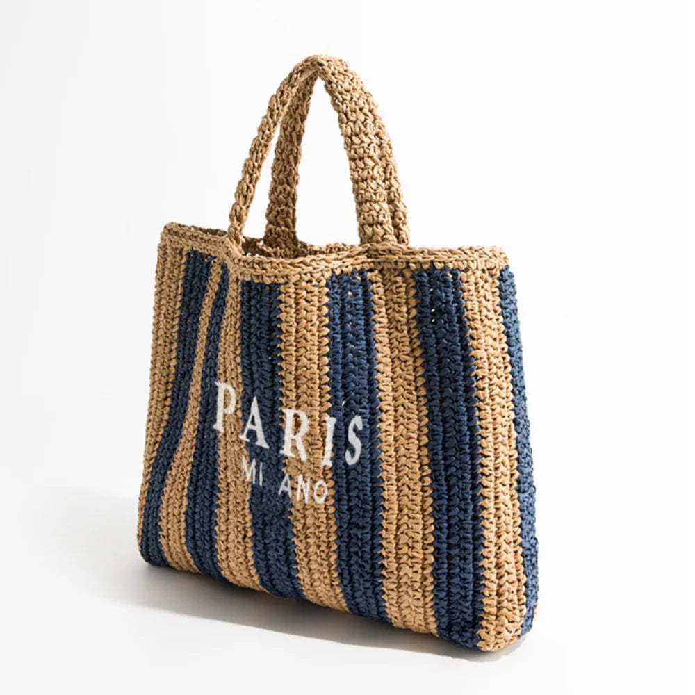 MABULA Women's Straw Knitting Shoulder Bag Hollow Out Handwoven Handbag Luxury Designer Totes Bag Large Capacity Beach Bolsas