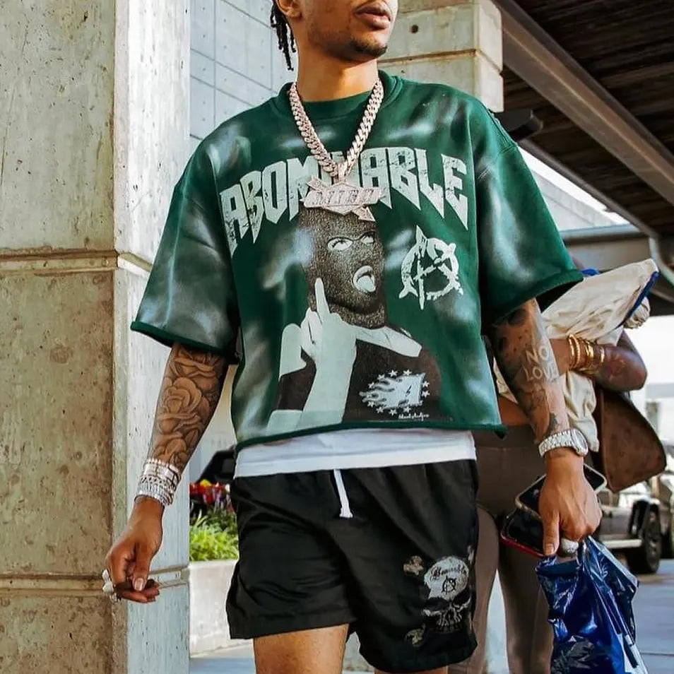 Streetwear T Shirt Y2K Hip Hop Punk Rock Graphic Print Oversized T Shirt Mens New Round Neck Cotton Short Sleeve Tops