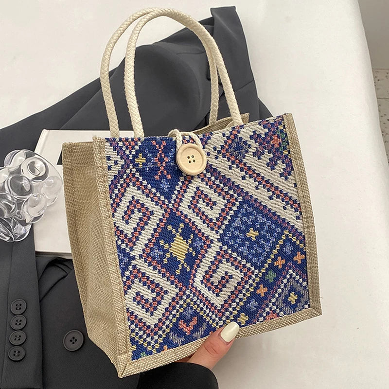 Canvas Bags For Women Shoulder Bag Retro Casual Tote Handbags Ethnic Style Large Capacity Hand Bags Japanese Style Student Bag