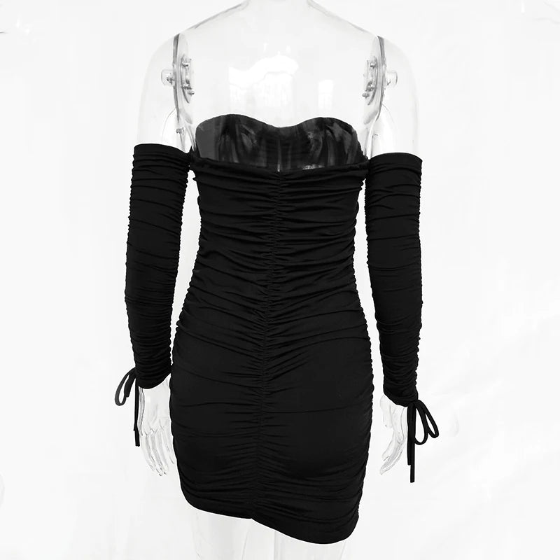 Articat – robe à bandes pour femmes, Sexy, épaules dénudées, manches longues, Slim, élastique, moulante, robes de soirée, automne hiver, 2022