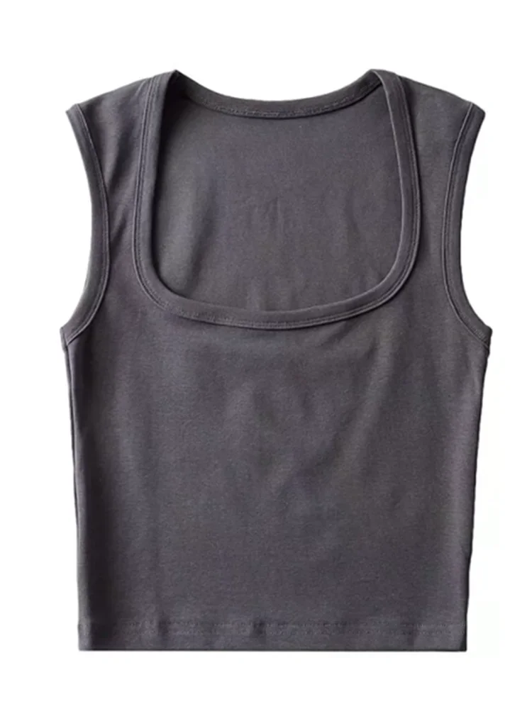 Deep Square Collar Vests 2025 Summer New Fashion Sexy Women's Crop Tops Sling Vest Camis