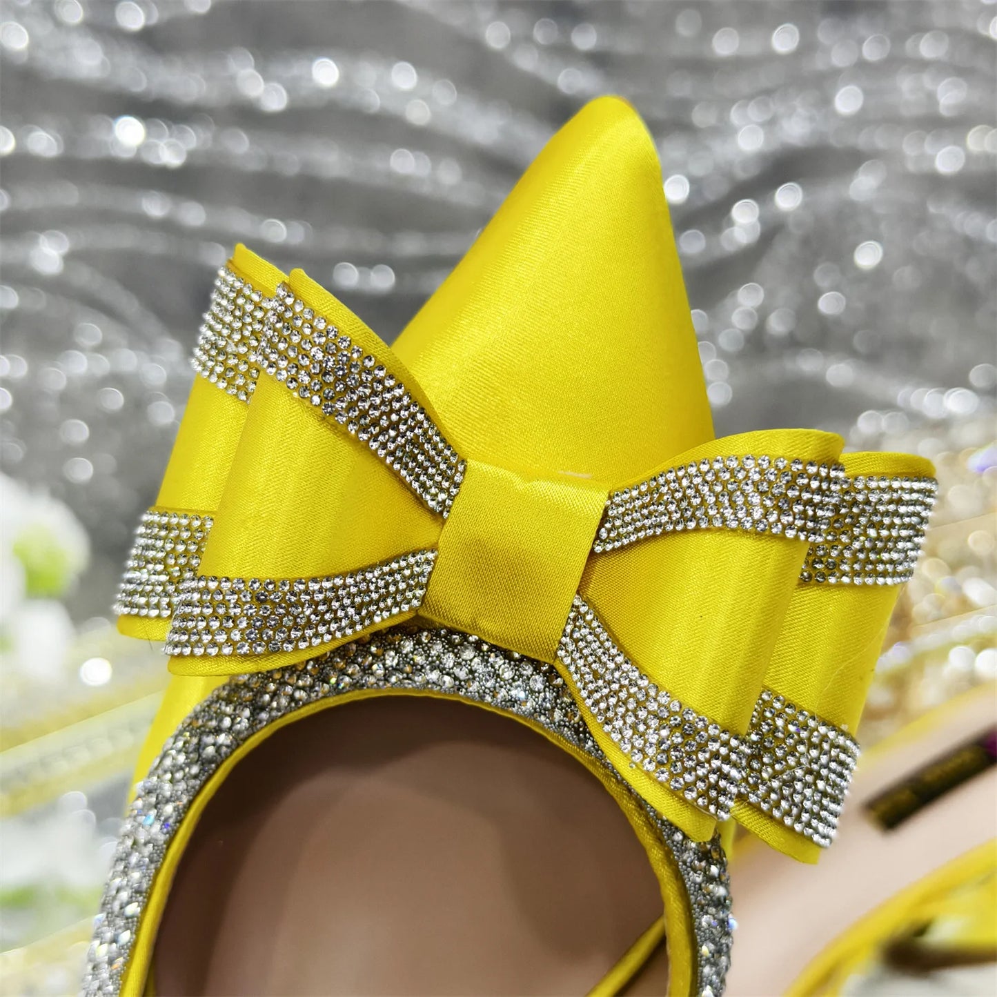 Venus Chan Italy Design 2025 New INS Shoes and Bag to Match Wine Colour Pointed-Toe Rhinestone Bow Party Women's High Heels