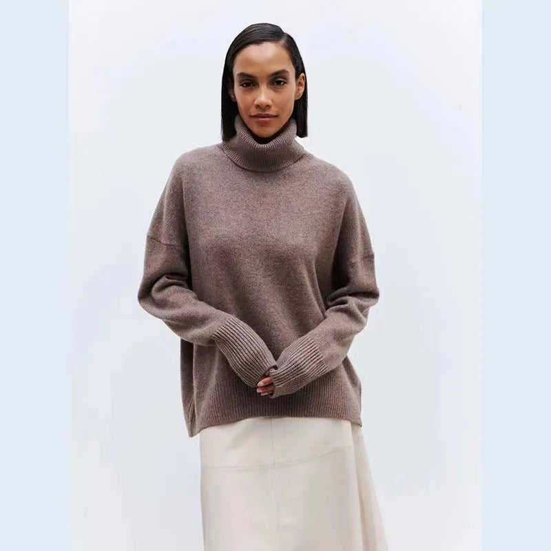 Oversized Women Cashmere Turtleneck Sweater Basics Knitted Jumpers Top Autumn Winter Warm Female Pullvers Sweater
