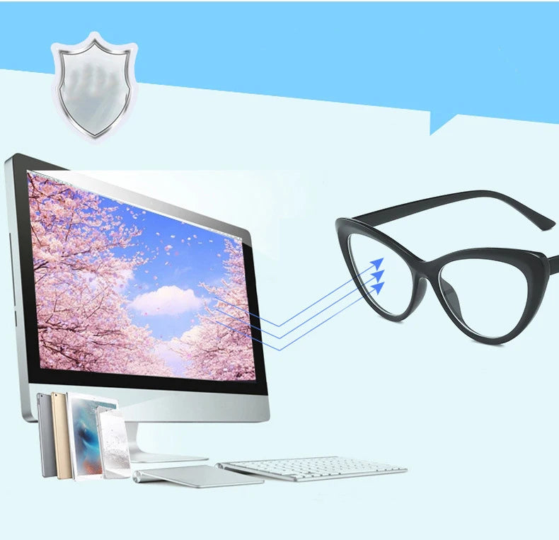 R54548 Eyes Flat Eyeglasses for Women Anti Blue Light Retro Transparent Fashion Glasses Optical Frame