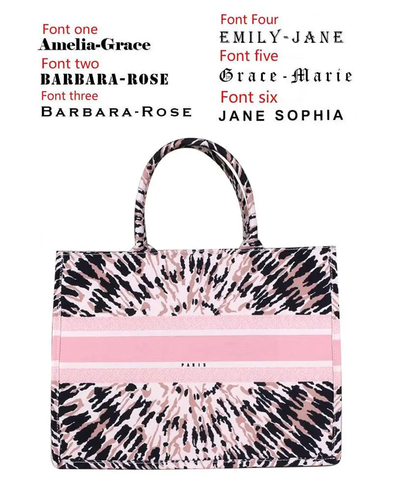 Spring And Summer Personalized Fashion Printing Large Capacity Canvas Bag Name Custom Book tote Women Commuter Travel Bag