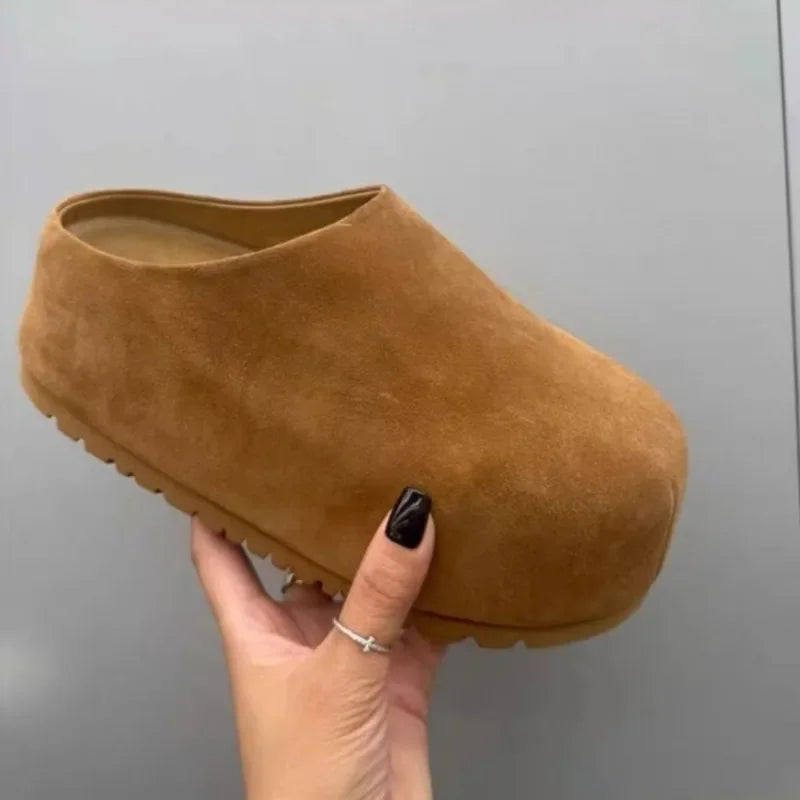 Shoes Woman 2024 Round Toe Clogs Platform Slip-on All-Match New Summer Creepers Slip On Comfortable Concise Slipper Slides