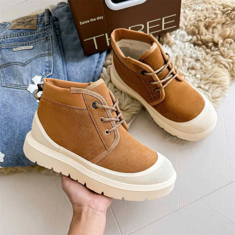 Sneakers Casual Plus Size 43 44 Womens Mens Winter Plush Warm Snow Boots Fashion Fur Upper Height Increased Platform Board Shoes