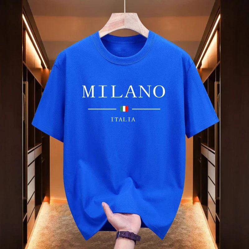 Italy Fashion Mens Cotton T-shirt Spring Summer Daily Casual Fashion O-neck Short Sleeve Top Male Home Outdoor Comfort Soft Tees
