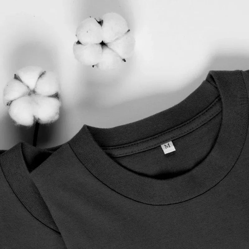 2025 Heavy Pure Cotton Trendy Brand Round Neck T-shirt Double Yarn Combed Pure Cotton Short-sleeved Men's T-shirt Top