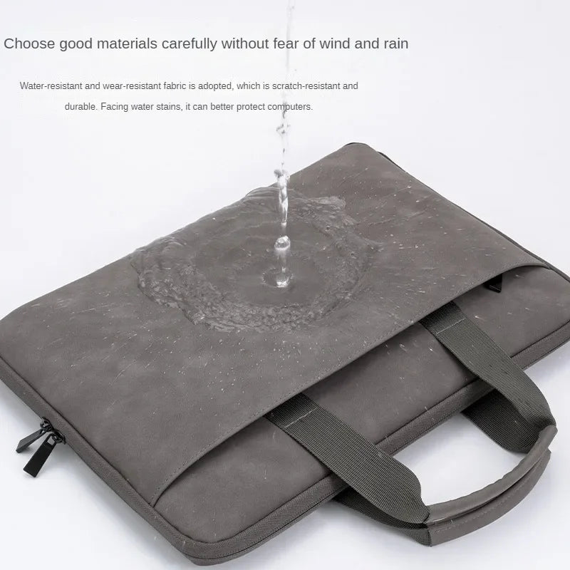 Fully Opening and Closing PU Sheepskin Leather Laptop Bag Suitable for 13-16 Inches Feel Splashproof and Shockresistant